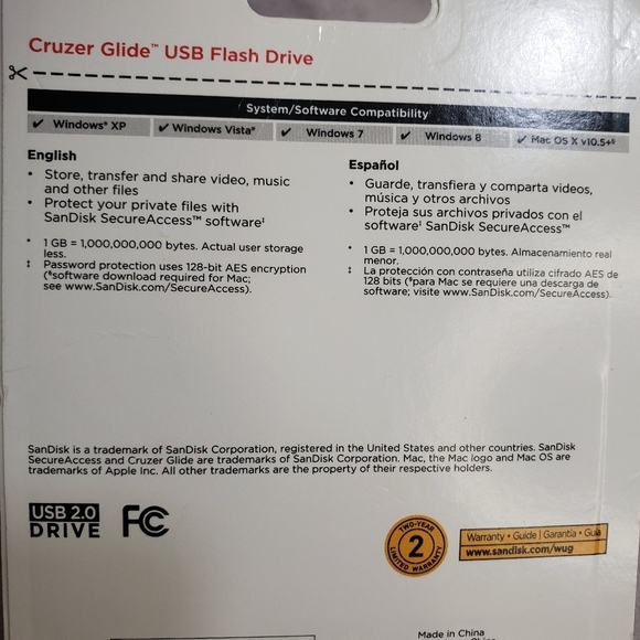 Sandisk Cruzer Glide USB Flash Drive 16 GB 2.0/3.0 Sealed 2013 - Picture 4 of 7